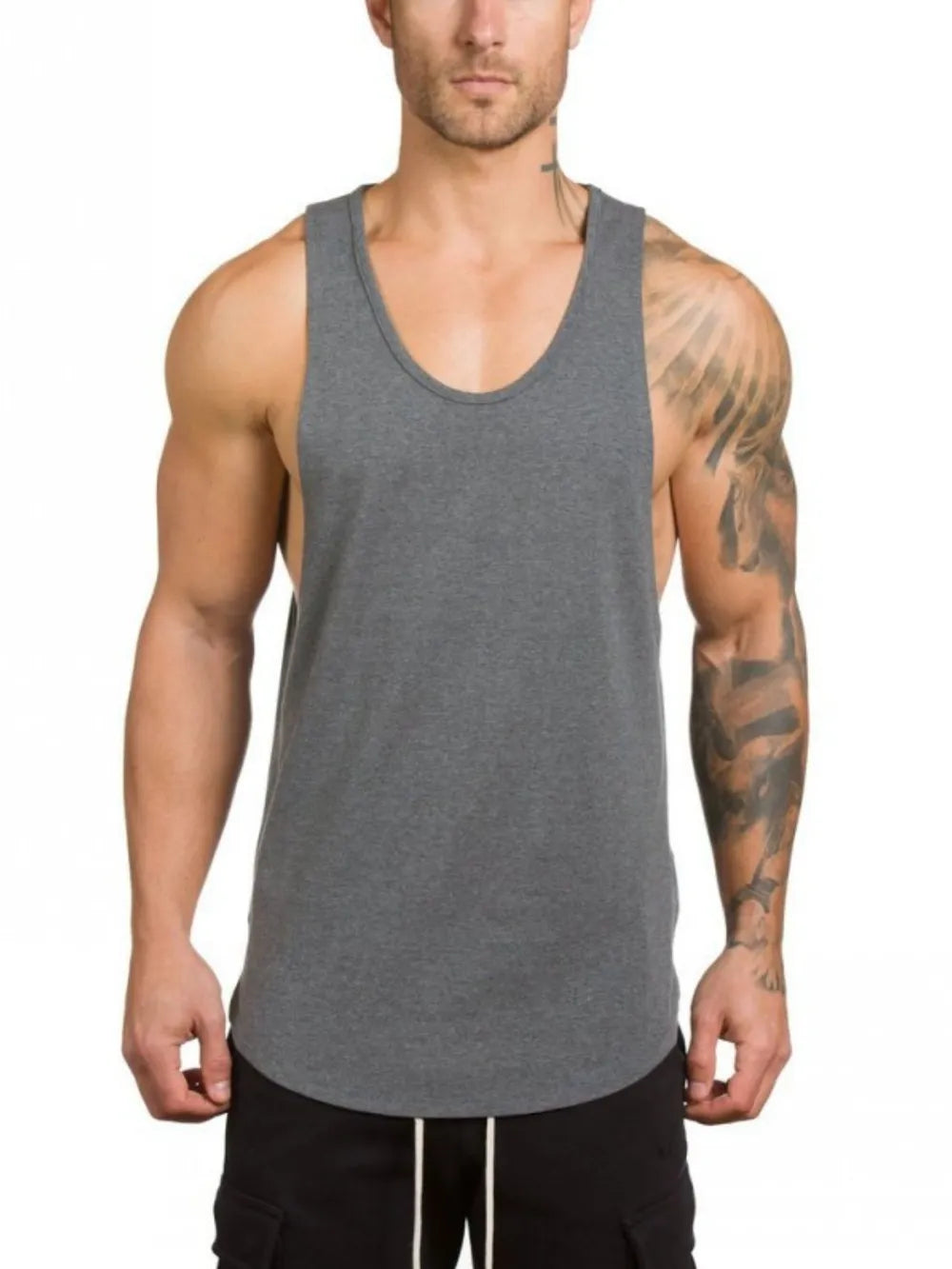 Men's Wide Strap Tank Top – Breathable Cotton Sleeveless Shirt