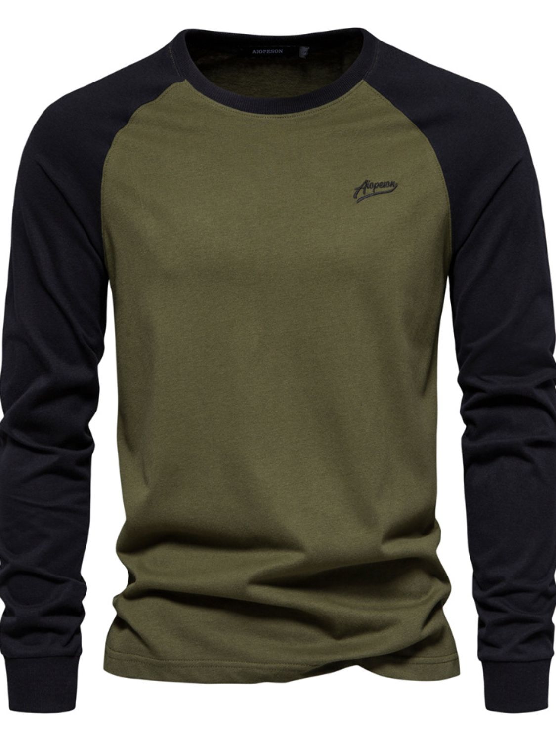 Men's Contrast Raglan Color-Block Sweatshirt army green