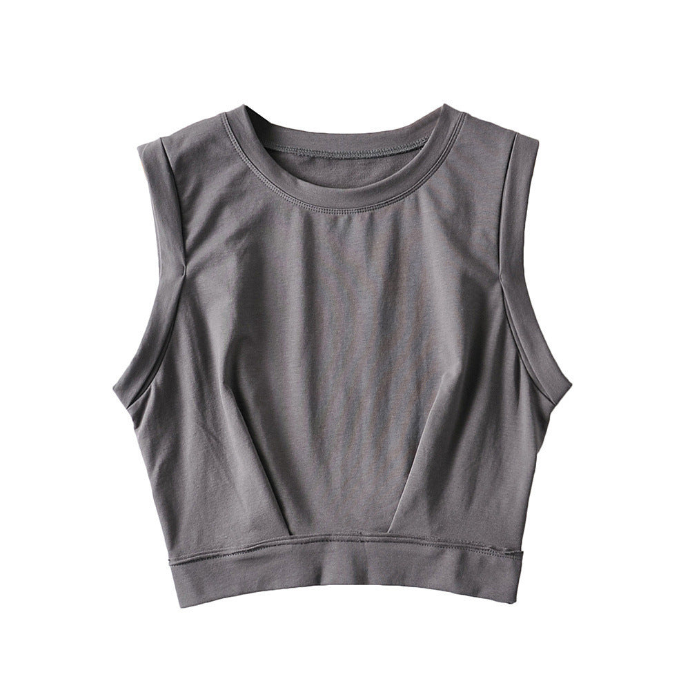 Women's Crop Yoga Vest — High Waist, Loose Fit - Grey