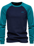 Men's Contrast Raglan Color-Block Sweatshirt navy