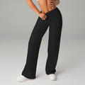Women's pink high-waist wide leg sweatpants — loose fit athleisure - Black