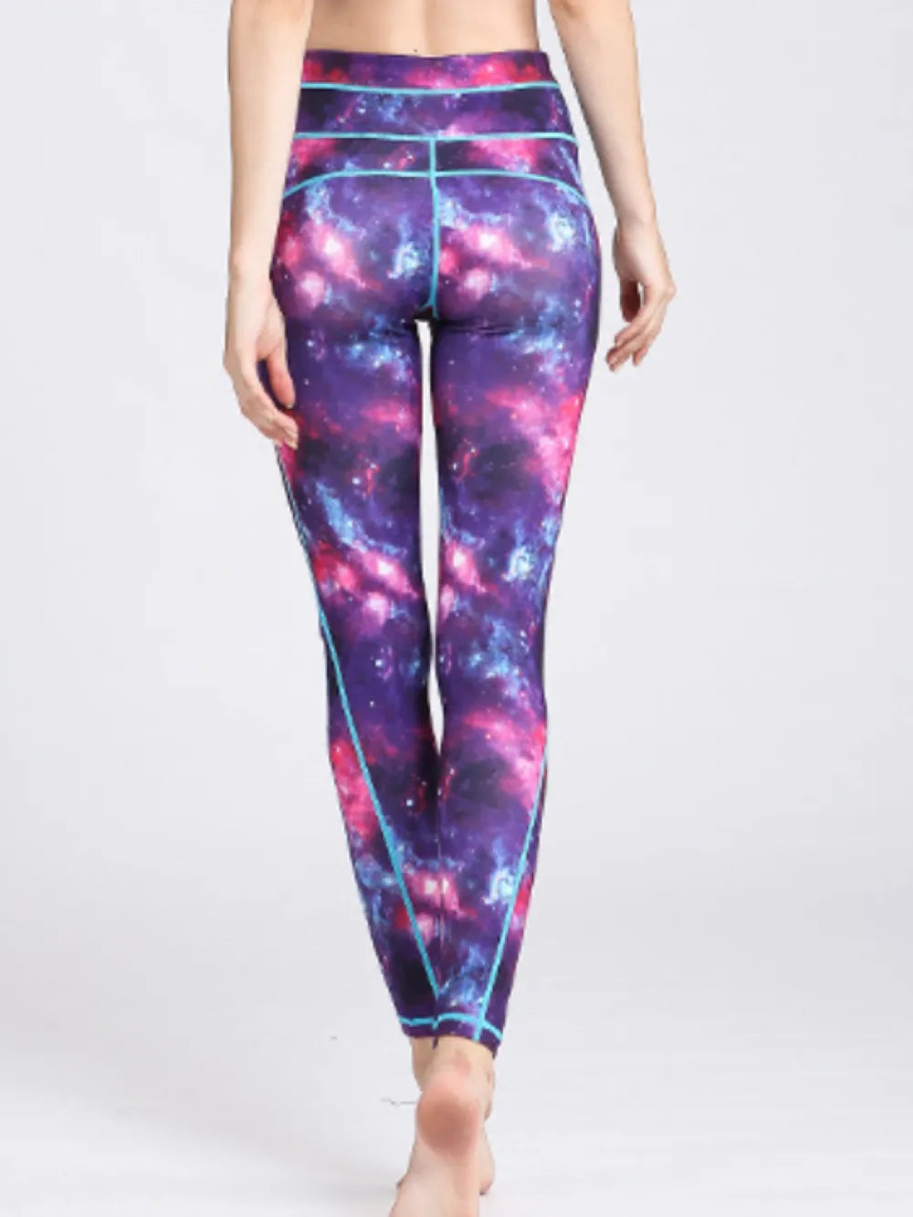 Printed Active High Waist Leggings - Violet - Back