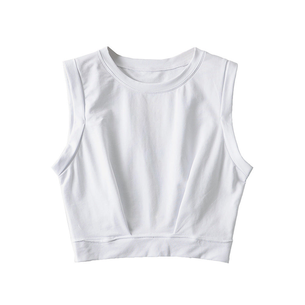 Women's Crop Yoga Vest — High Waist, Loose Fit - White