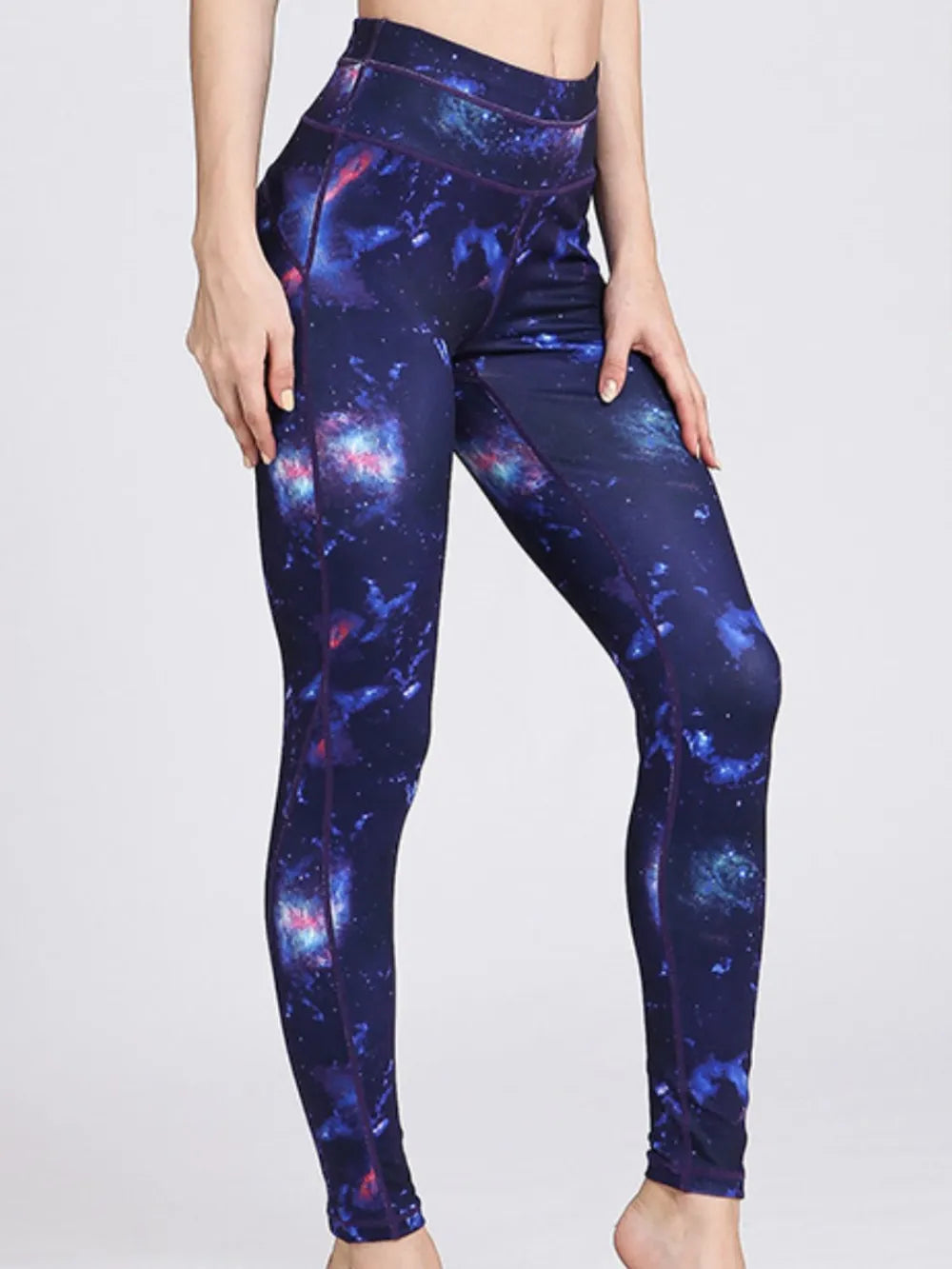 Printed Active High Waist Leggings - Navy