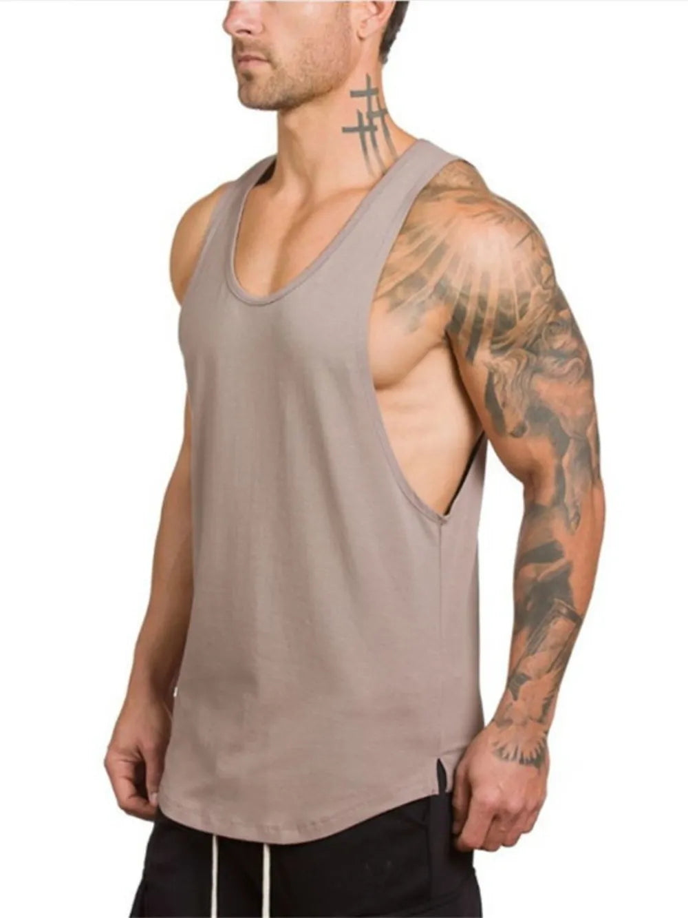 Men's Wide Strap Tank Top – Breathable Cotton Sleeveless Shirt