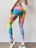 Tie-Dye High-Waist Active Leggings - Blush Pink