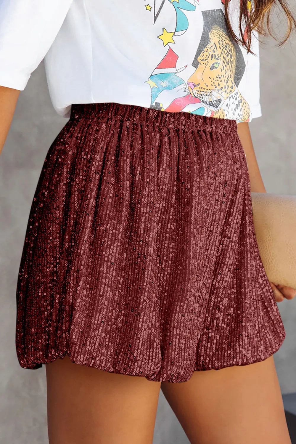 Women's High-Waist Sequin Shorts