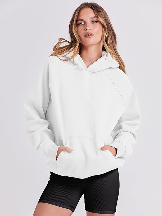 Women's Relaxed Pullover Hoodie - Front view White