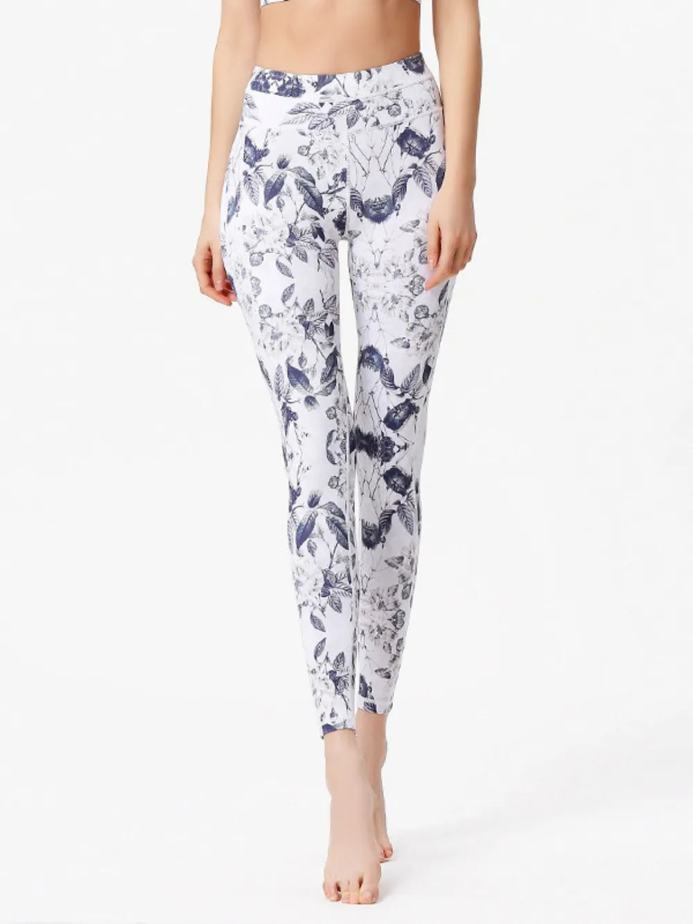 Printed Active High Waist Leggings - White