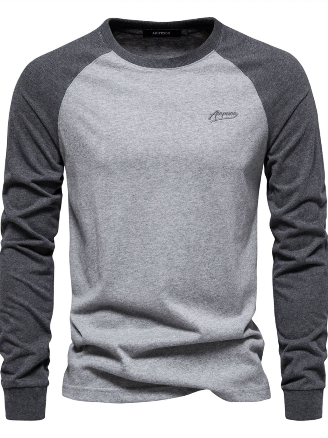 Men's Contrast Raglan Color-Block Sweatshirt gray