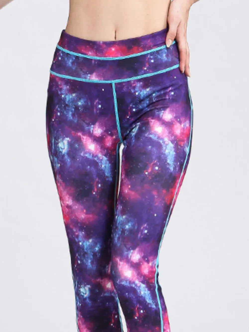 Printed Active High Waist Leggings - Violet