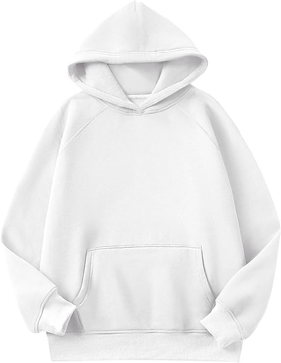 Women's Relaxed Pullover Hoodie - White Front