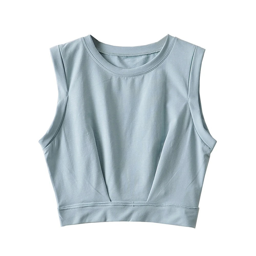 Women's Crop Yoga Vest — High Waist, Loose Fit - Light Blue