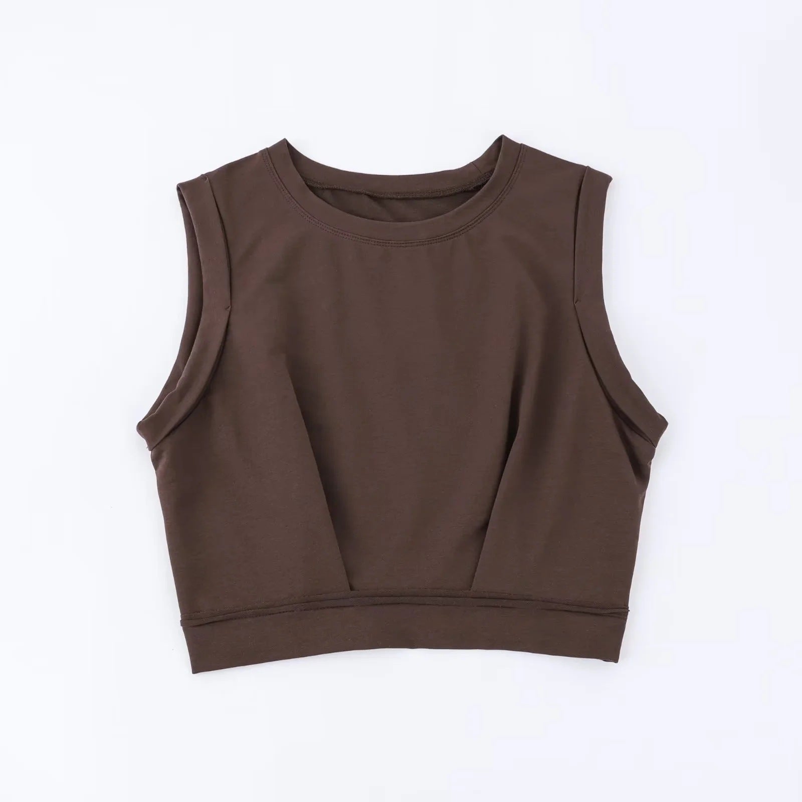 Women's Crop Yoga Vest — High Waist, Loose Fit - Coffee 