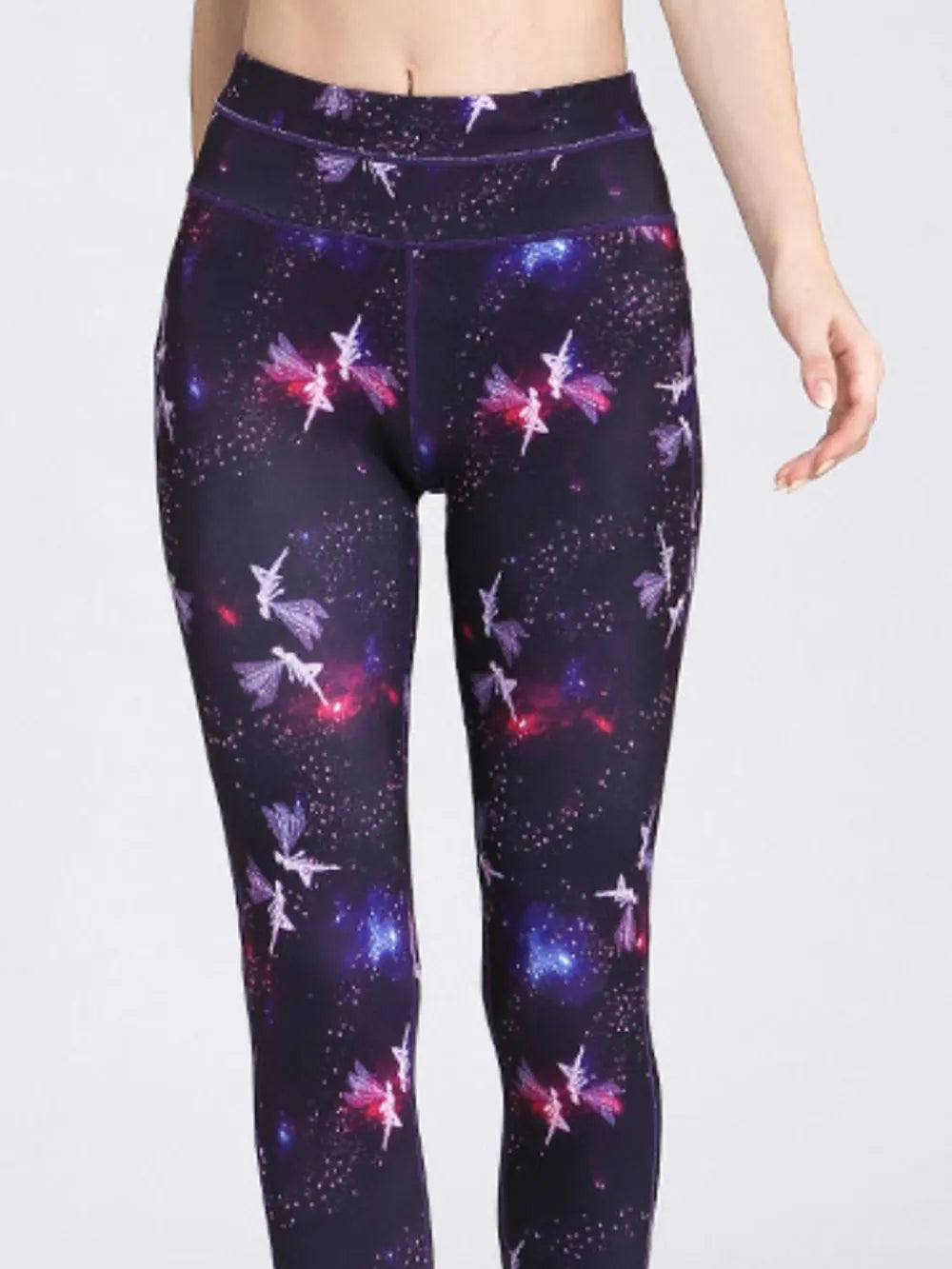 Printed Active High Waist Leggings - Purple - Front