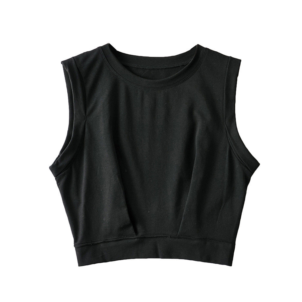 Women's Crop Yoga Vest — High Waist, Loose Fit - Black