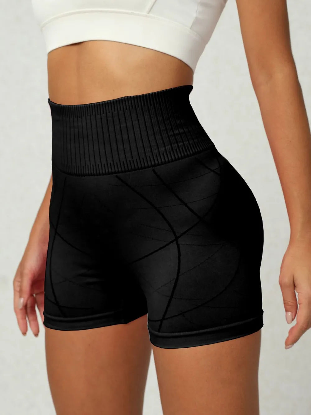 High-Waist Stretch Active Shorts | Nylon-Spandex | 4 Colors