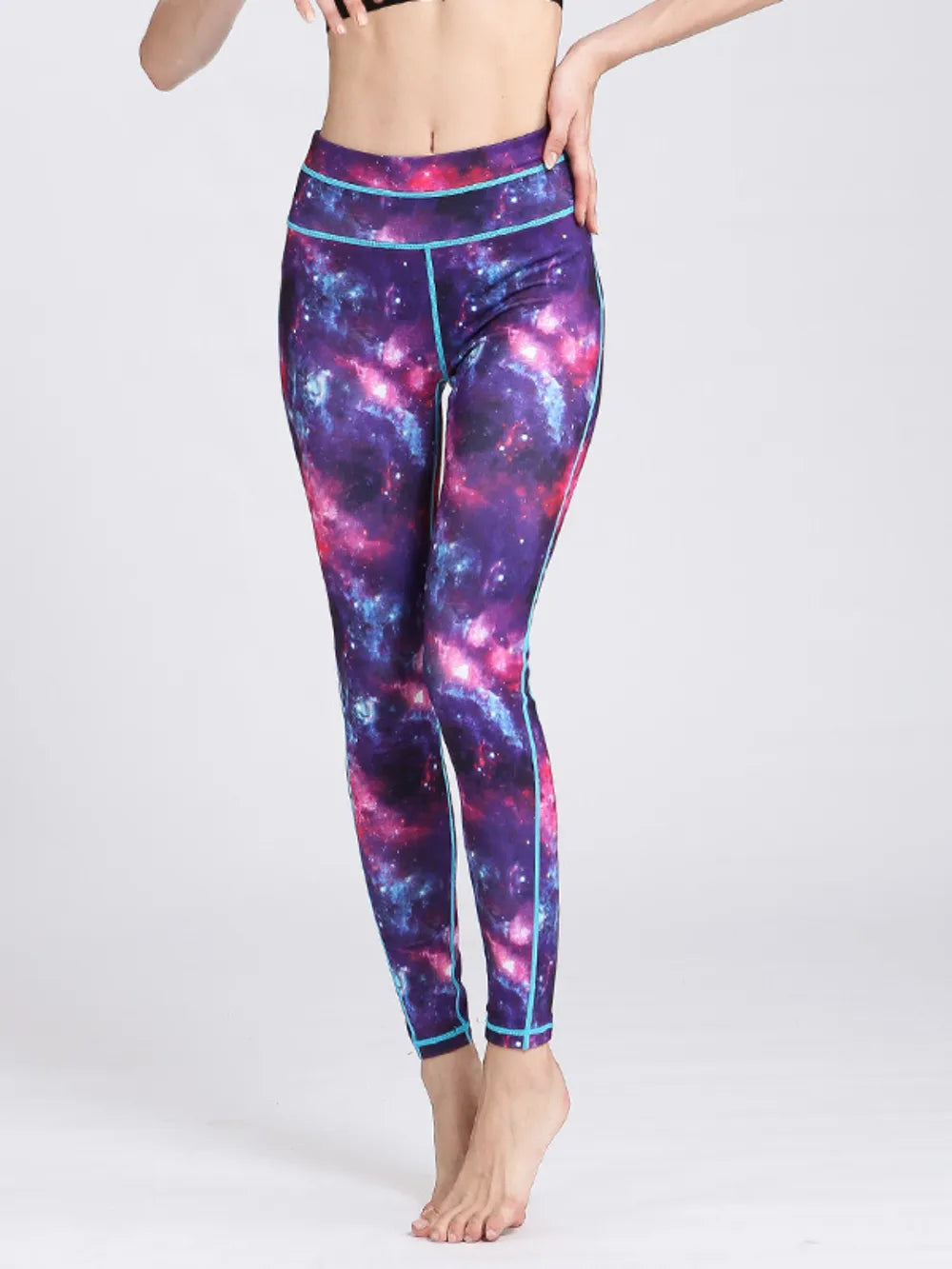 Printed Active High Waist Leggings - Front - Violet