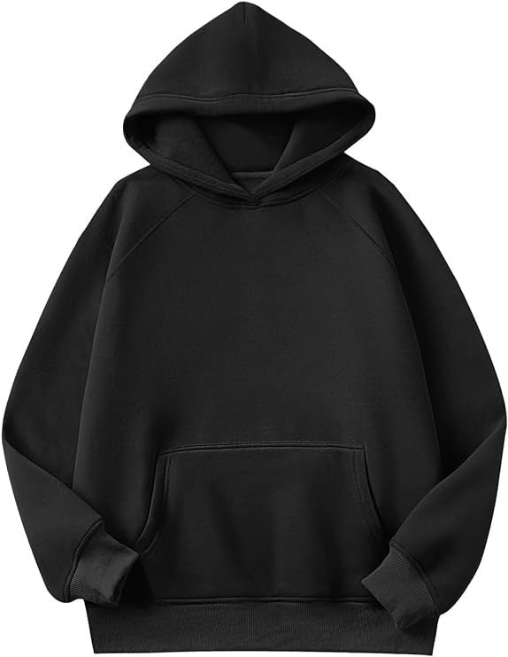 Women's Relaxed Pullover Hoodie - Black Front