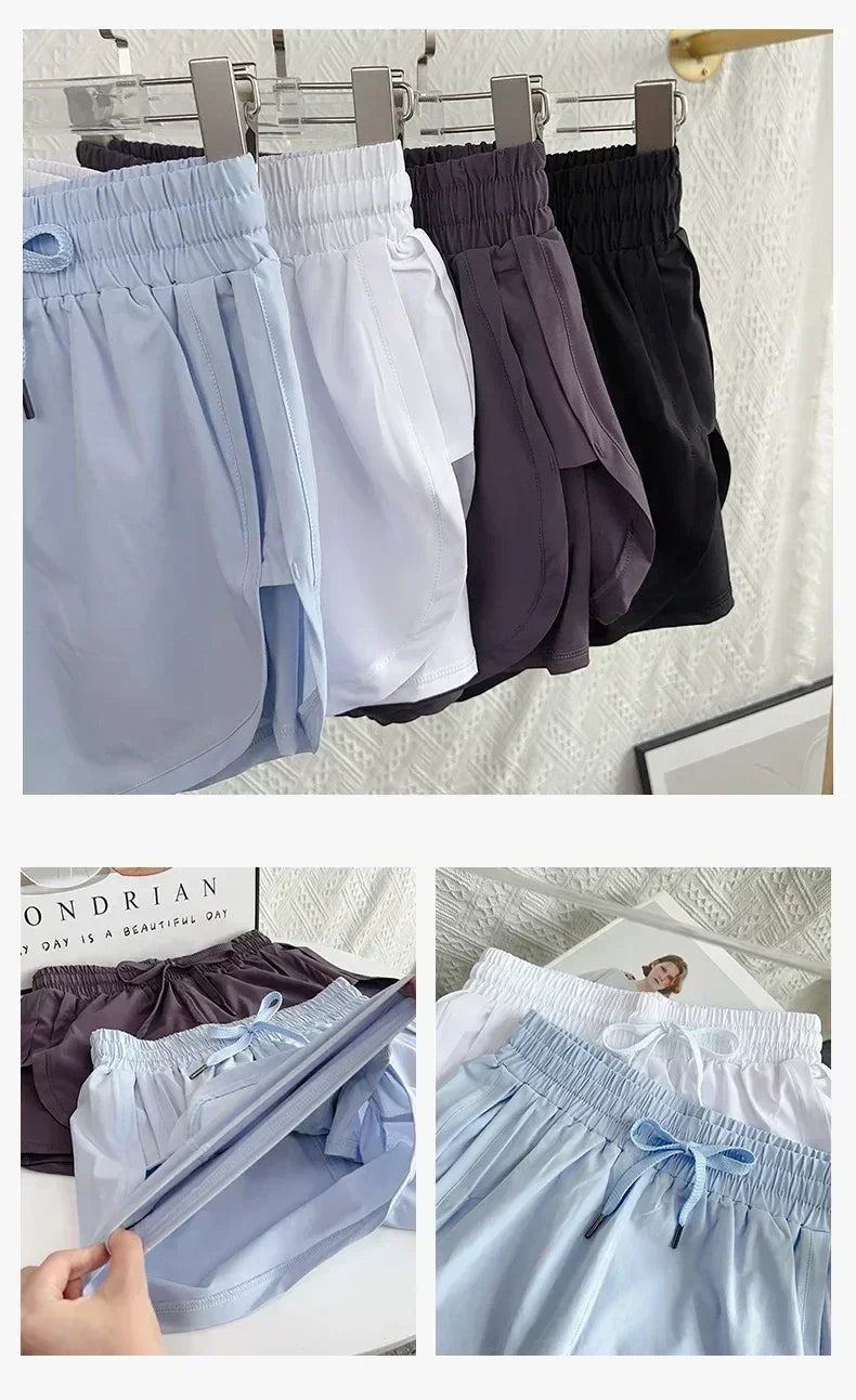 Women's High Waist Double Layered Quick-Dry Shorts