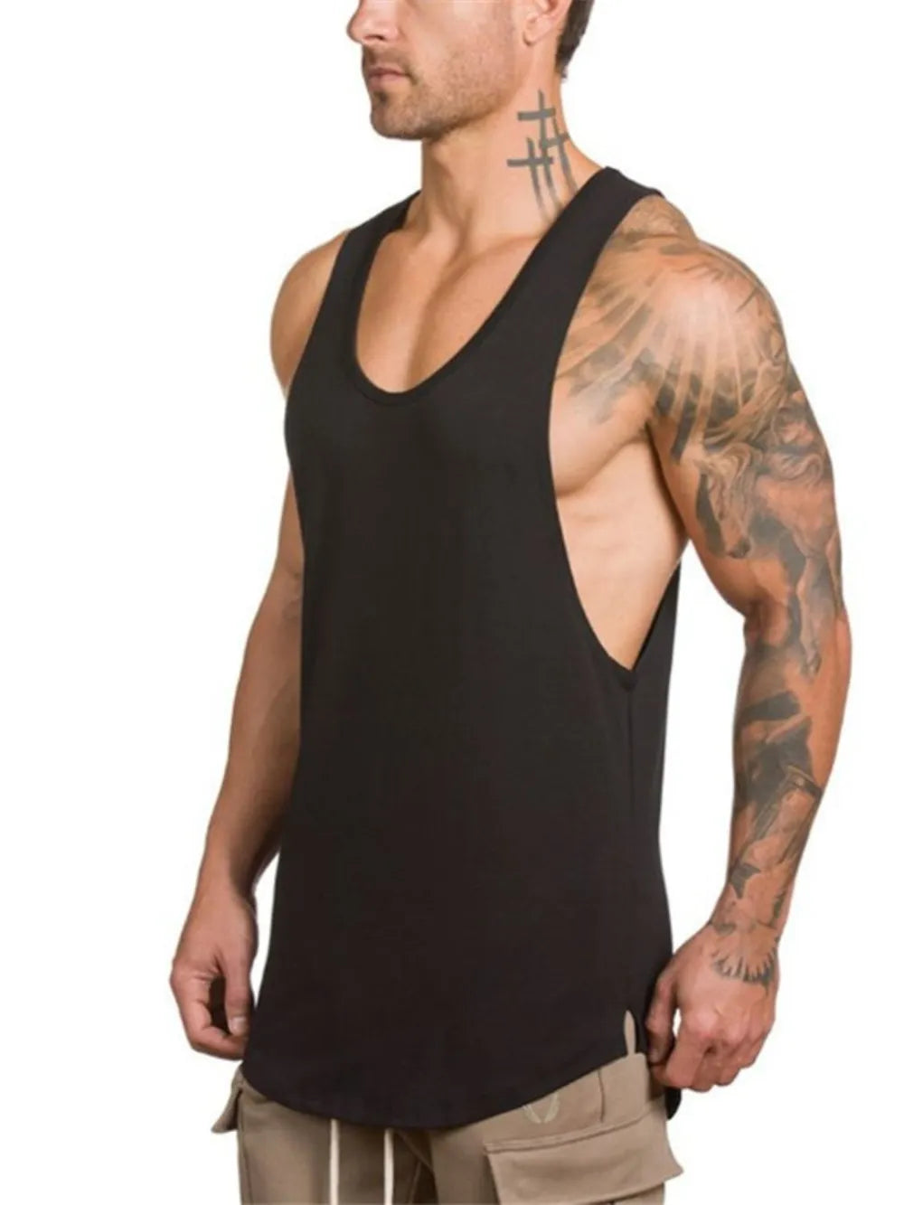 Men's Wide Strap Tank Top – Breathable Cotton Sleeveless Shirt