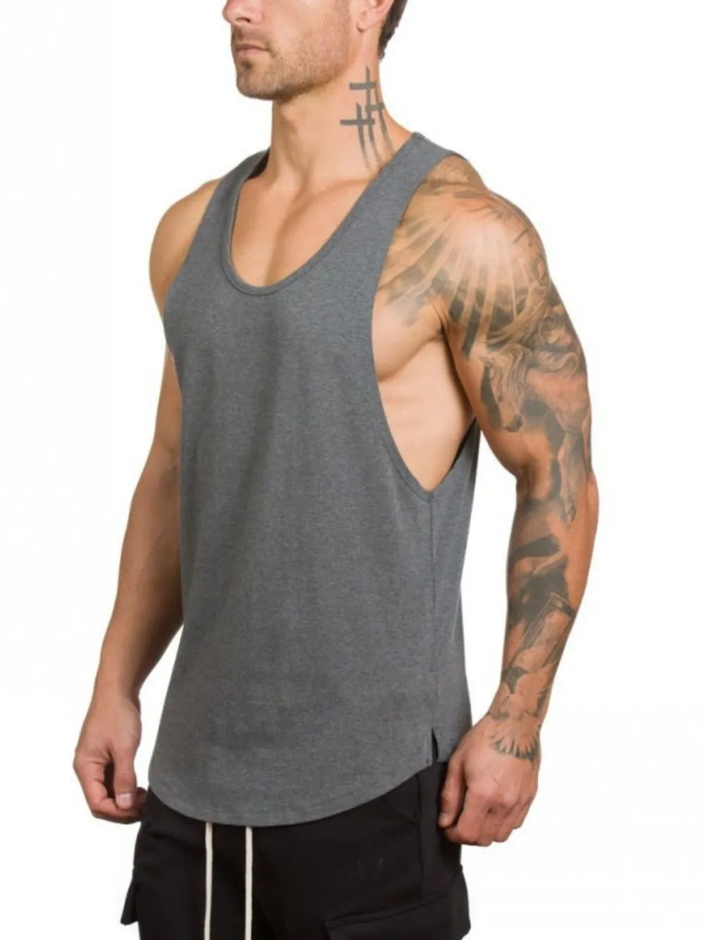 Men's Wide Strap Tank Top – Breathable Cotton Sleeveless Shirt