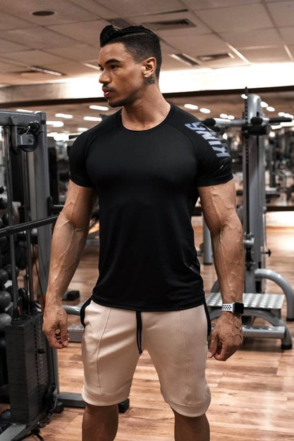 Men's Athletic Letter-Detail Tee black front view