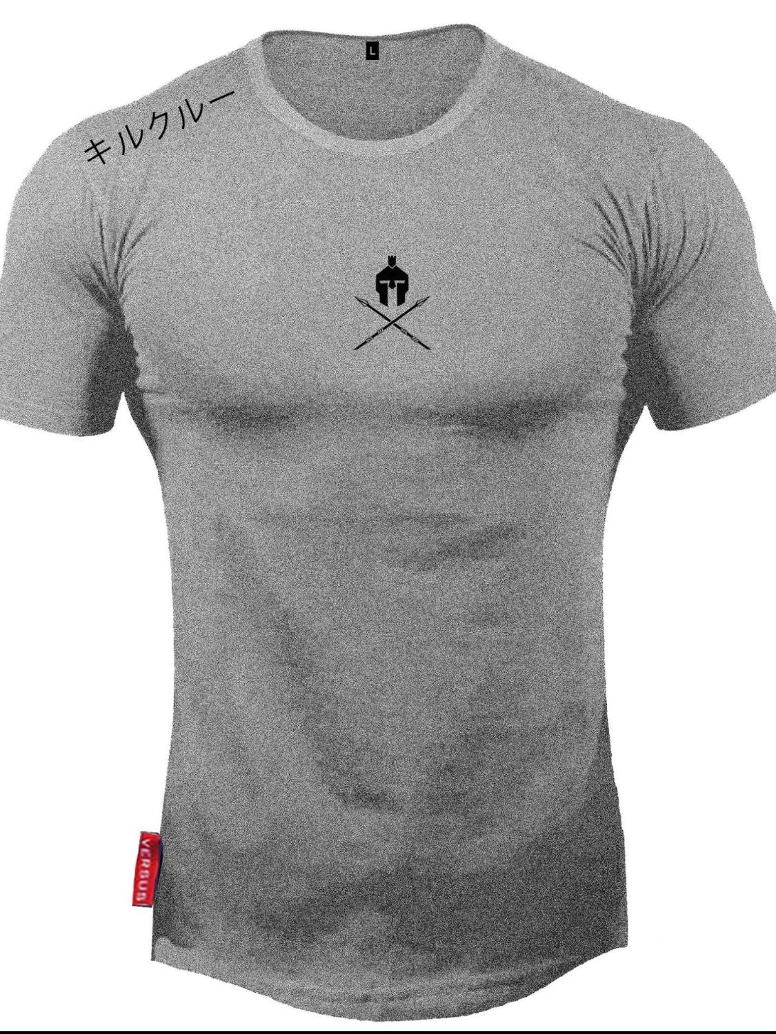 Men's plus size gray short sleeve crew neck tee — cotton stretch blend