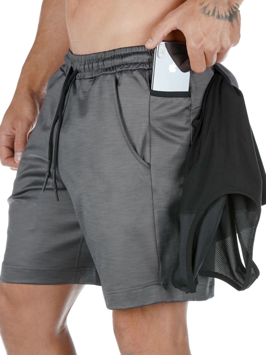Men's Athletic Drawstring Shorts with Deep Side Pockets