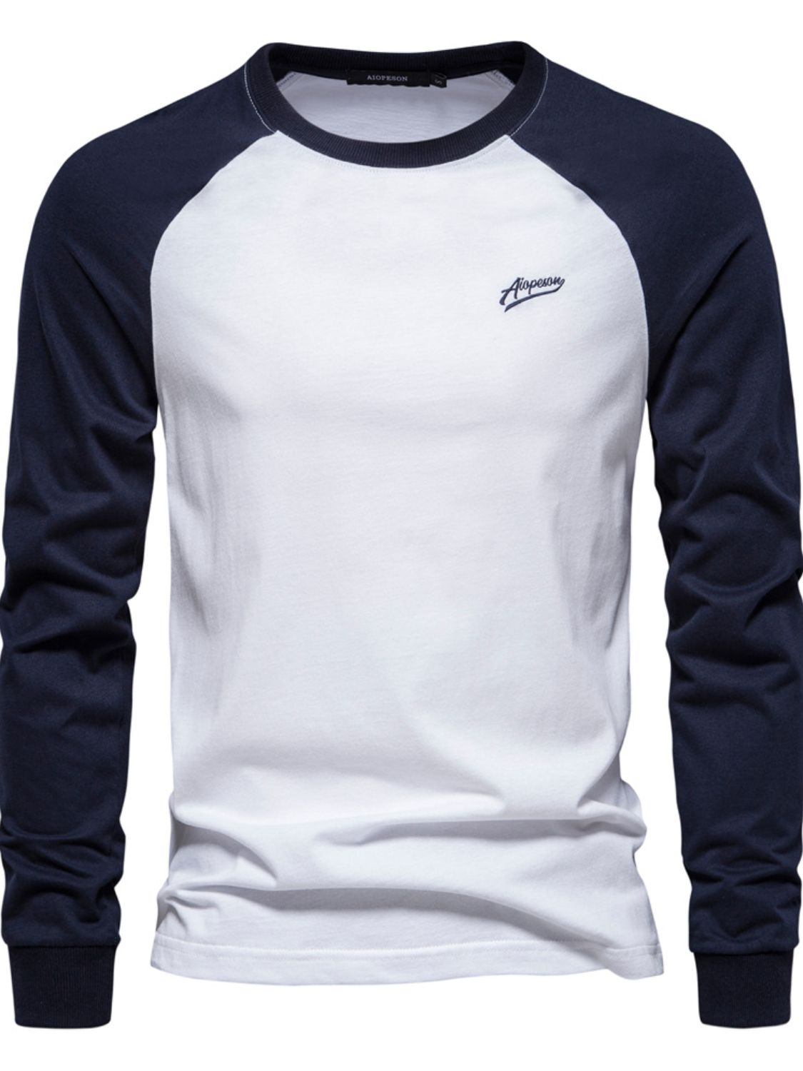 Men's Contrast Raglan Color-Block Sweatshirt white