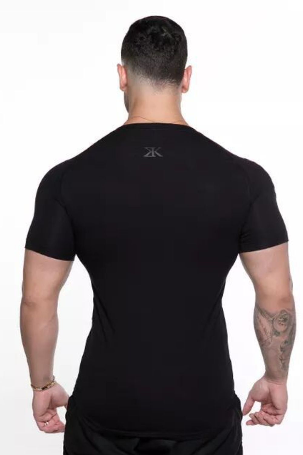 Men's Athletic Letter-Detail Tee black back view