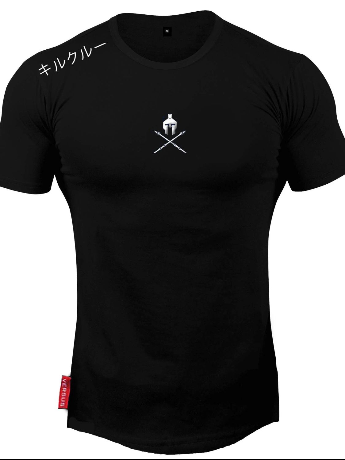 Men's plus size black short sleeve crew neck tee — cotton stretch blend