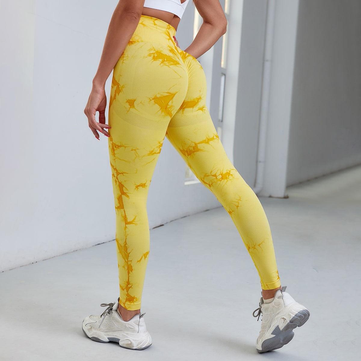 STEVVEX Seamless High-Waist Leggings - Yellow