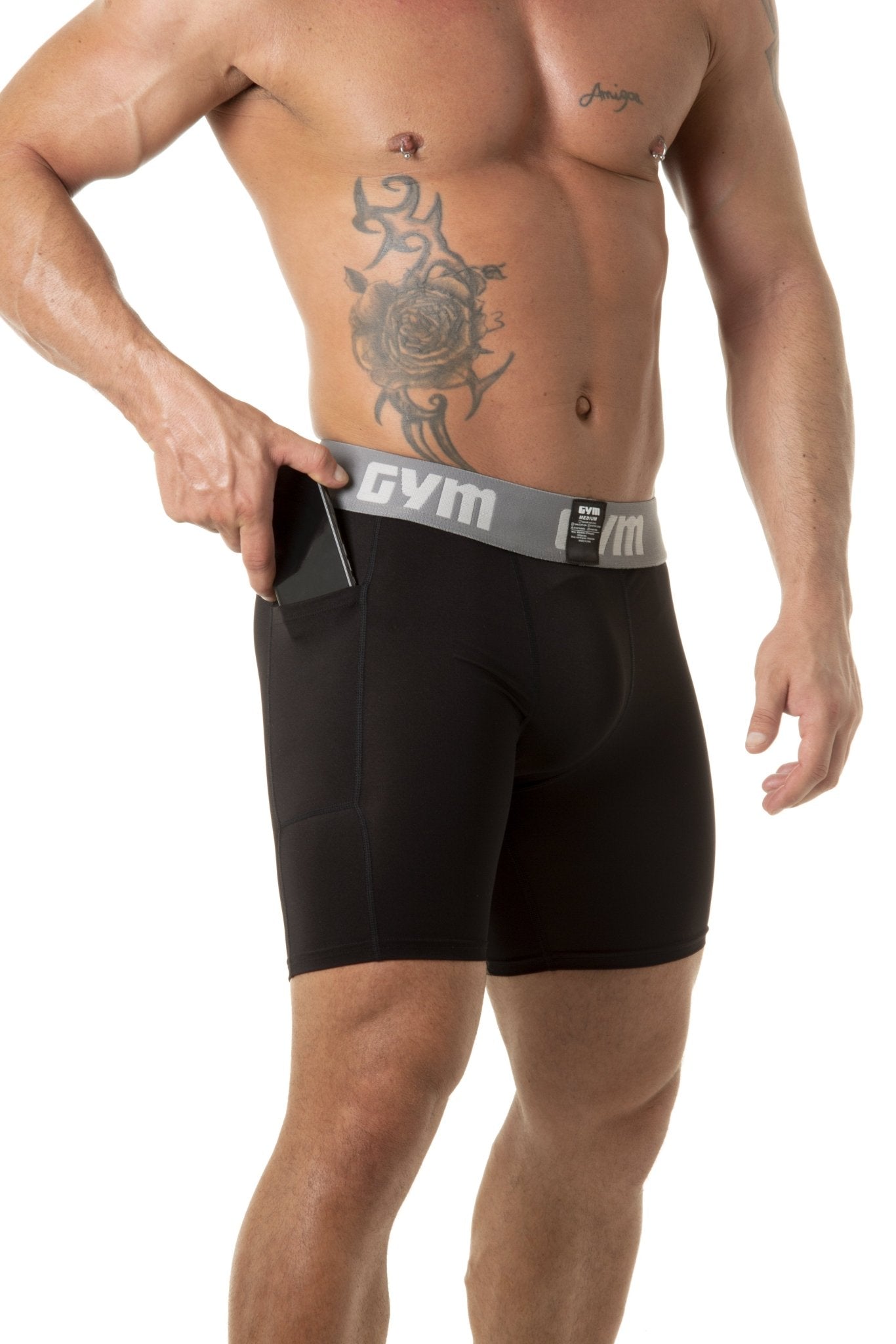 Men's Compression Shorts with Phone Pocket
