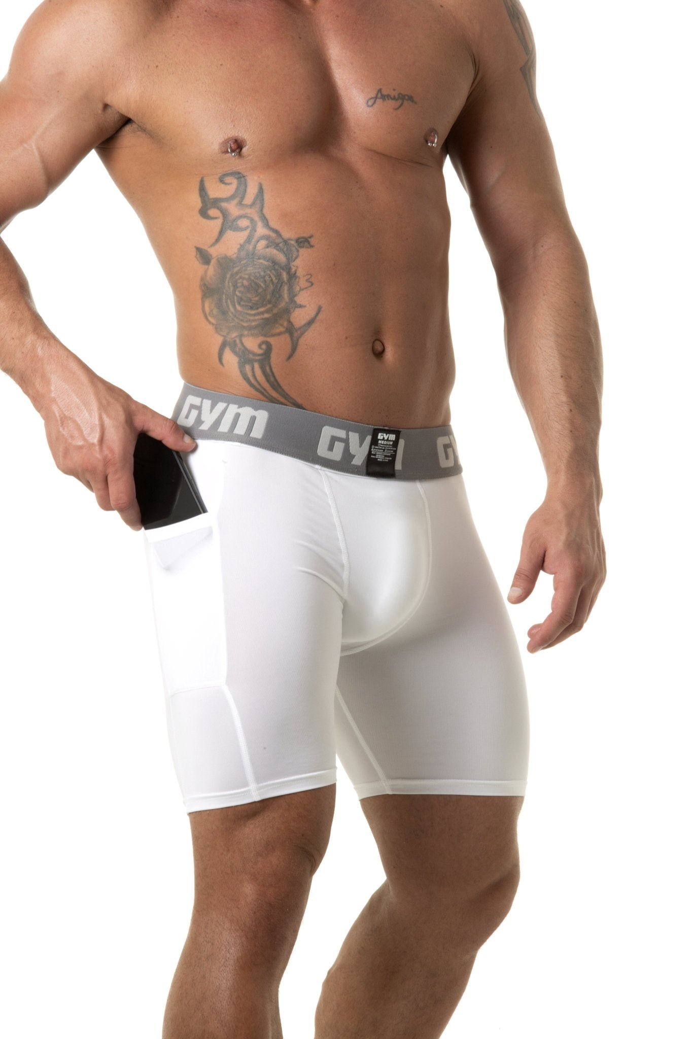 Men's Compression Shorts with Phone Pocket