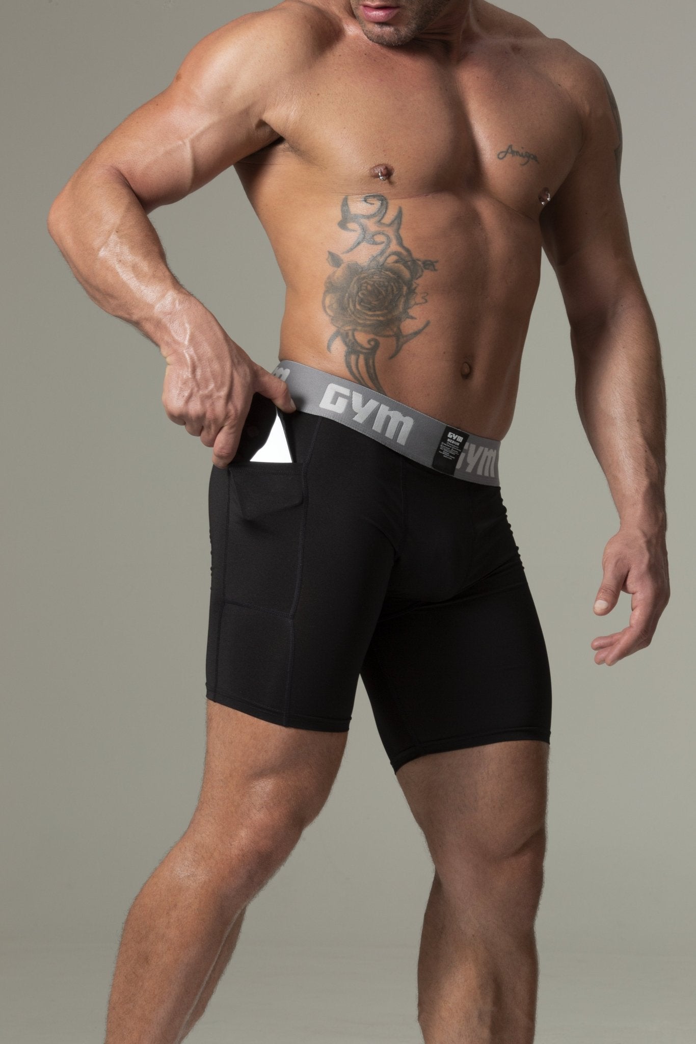 Men's Compression Shorts with Phone Pocket