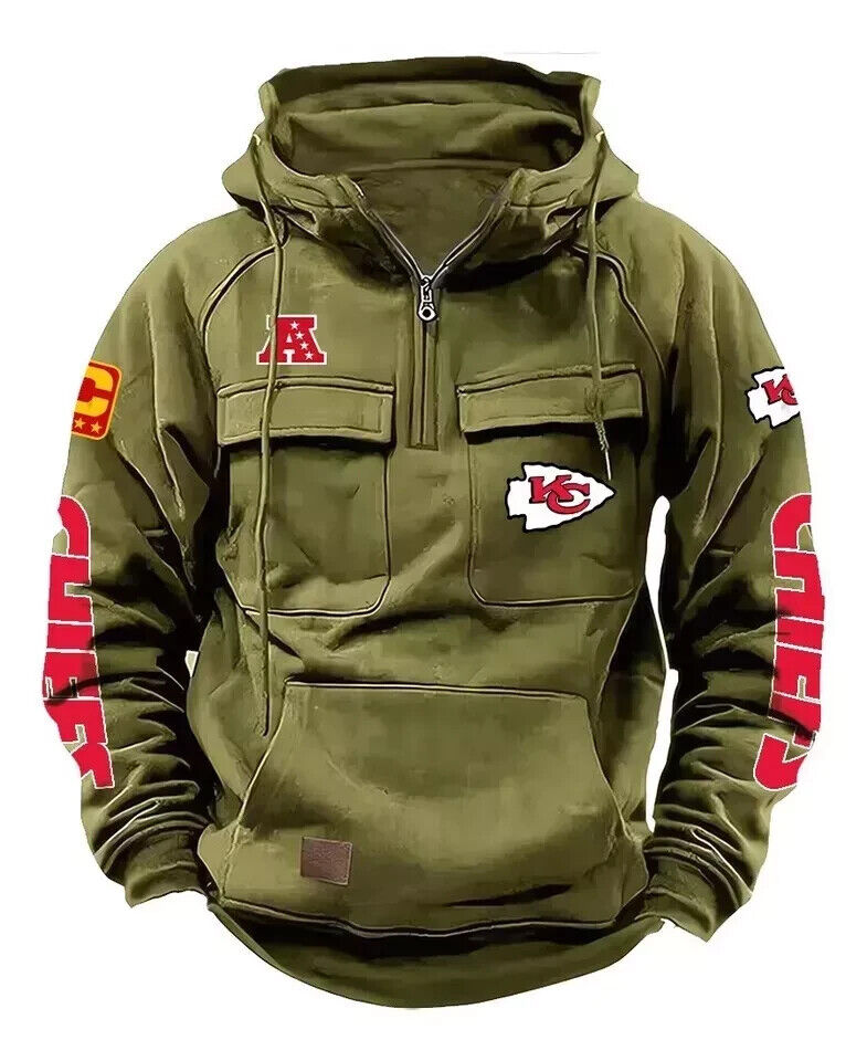 Men's Retro Multi-Pocket Hoodie Jacket