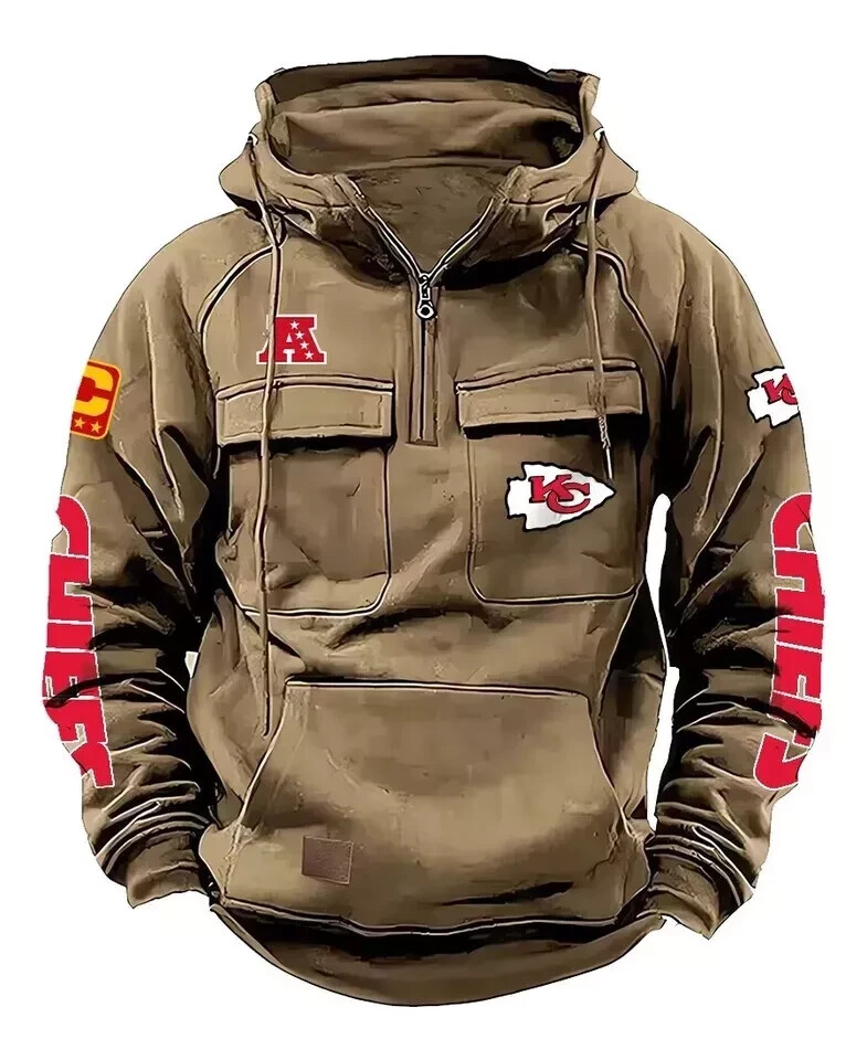 Men's Retro Multi-Pocket Hoodie Jacket